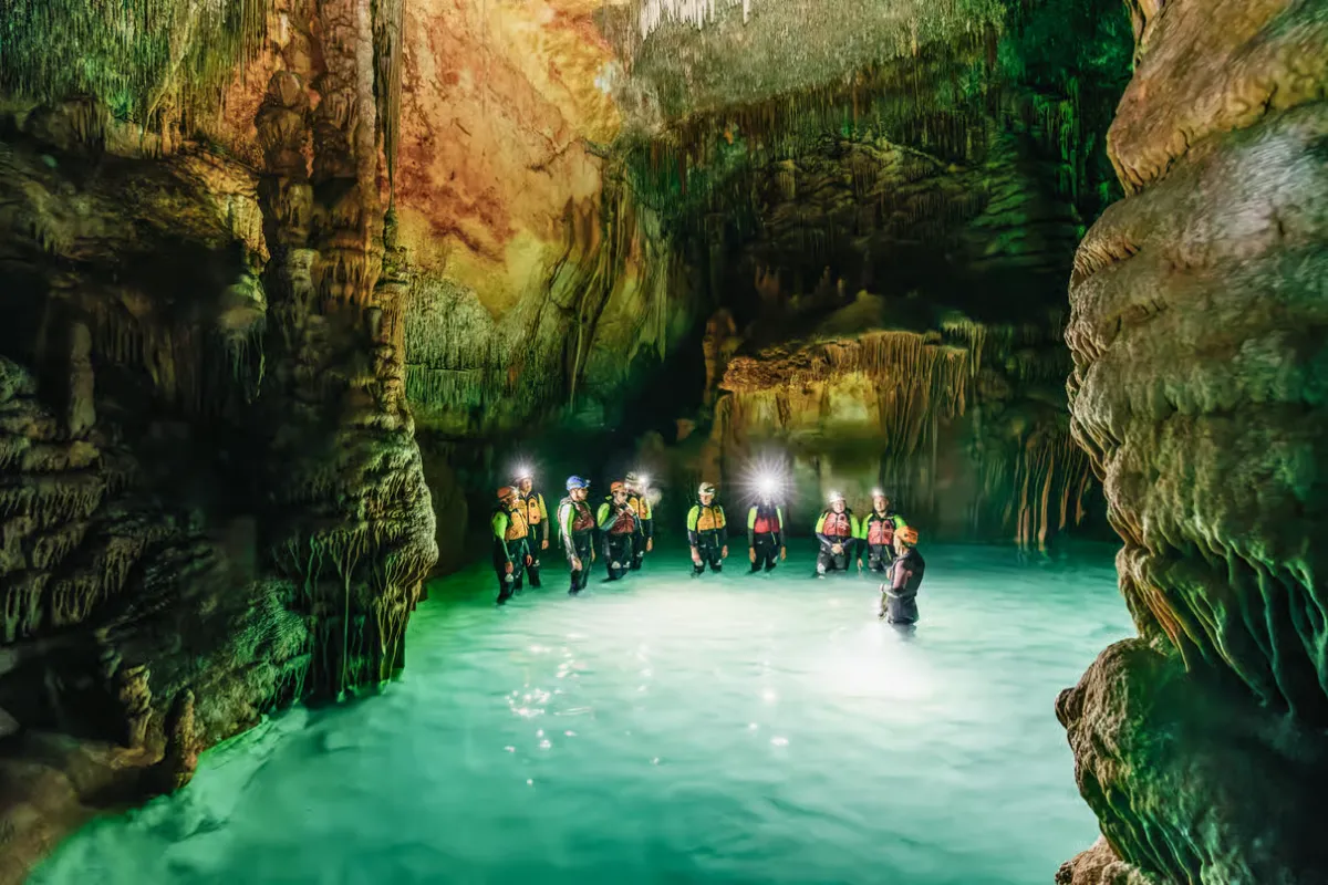 Inside Cova des Coloms, a sea cave on the Manacor coast